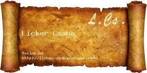 Licker Csaba névjegykártya